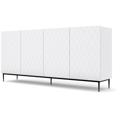 Commode Diuna 4D 193 cm blanc mat sur cadre noir (1/5)