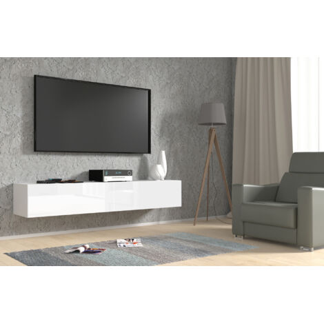 Meuble TV suspendu BINGO 180 cm blanc brillant (1/5)