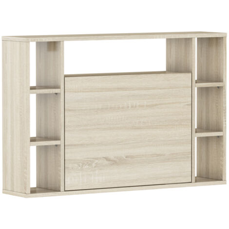 Bim Furniture – Bureau mural pliant chêne sonoma – Dimensions L 94 x P 20/62 x H 62 cm – Panneau laminé 16mm – Charge max 60 kg