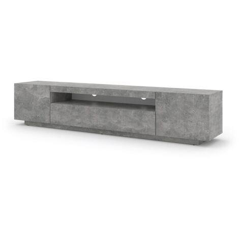 Meuble TV AURA 200x37x42 Lowboard, suspendu ou à poser, meuble universel pour télévision, meuble TV, table HiFi couleur béton (1/9)