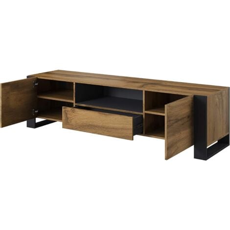 Meuble TV NUNKI 180 cm chêne wotan / anthracite