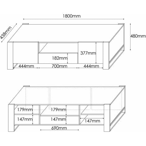 Meuble TV NUNKI 180 cm chêne wotan / anthracite