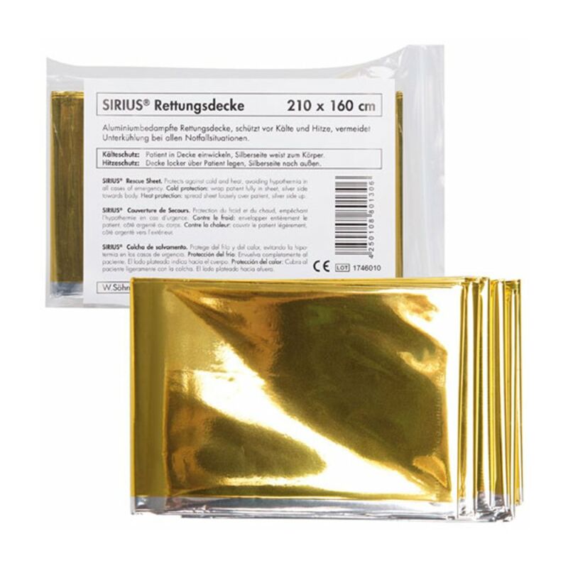 SIRIUS® Rettungsdecke silber-gold 210 x 160 cm