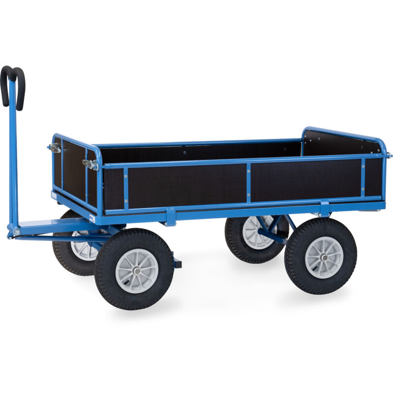 Produktbild von Lemodo Gartenwagen 300 Kg – Stahl, 96x53x22 Cm Ladefläche, Gummireifen, Mit Laubsäcken & Anhängerkupplung