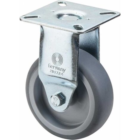 BS Rollen C110.A80.125 – Schwere Apparaterolle, Bockrolle, 125 Mm, Gummirad Blaugrau, Anschraubplatte, 100 Kg Tragkraft