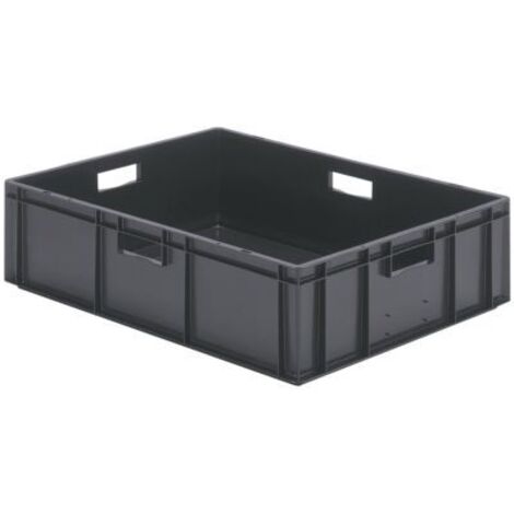 LA-KA-PE Transport-Stapelkasten B800xT600xH210 mm grau, geschlossen mit Griffloch