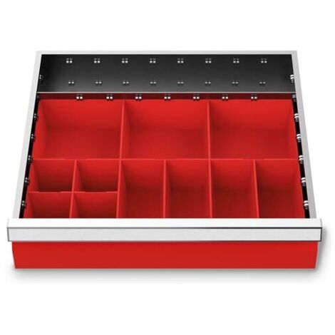 Kleinteilekästen Set 12-teilig, R 18-16, Schubladennutzmaß 450 x 400 mm, Blendenhöhe 100 mm Maße in mm (BxTxH): 450 x 400 x 80