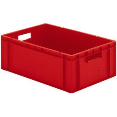 LA-KA-PE Transport-Stapelkasten B600xT400xH210 mm rot, geschlossen mit Griffloch