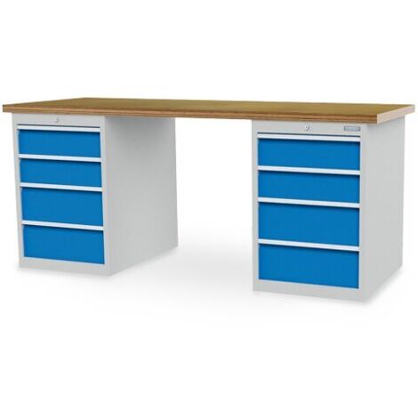 Reihenwerkbank Breite 2000 mm, R24-24, 2 x Schubladenblock mit 4 je x Schublade Maße in mm (BxTxH): 2000 x 750 x 859 (1/4)