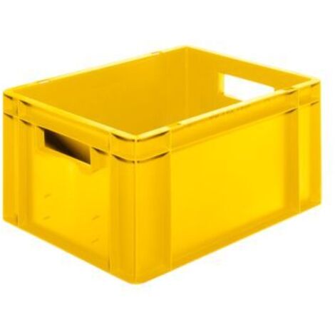 LA-KA-PE Transport-Stapelkasten B400xT300xH210 mm gelb, geschlossen mit Griffloch
