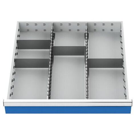 Schubladeneinteilung R 24-24 mit Metalleinteilung für Front 100 mm Maße in mm (BxT): 600 x 600 (1/4)