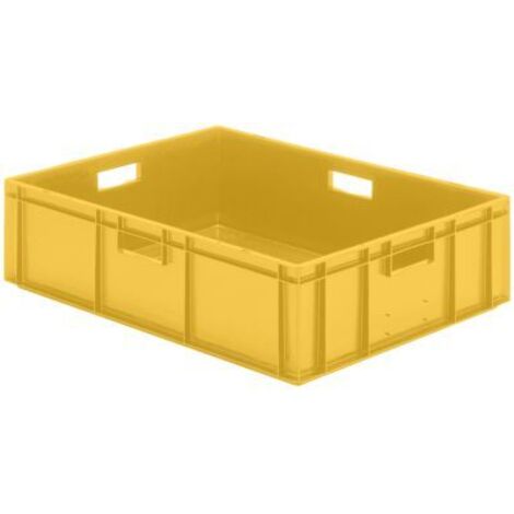 LA-KA-PE Transport-Stapelkasten B800xT600xH210 mm gelb, geschlossen mit Griffloch