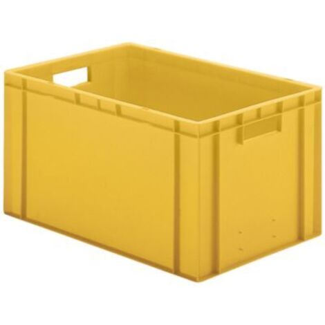 Transport-Stapelkasten 600x400x320 mm gelb, geschlossen mit Griffloch