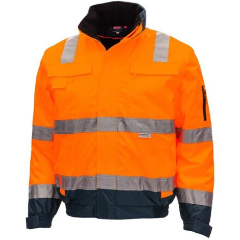 Warnschutz-Pilotenjacke MOTION TEX VIZ PLUS 7140 neonorange / marineblau Gr. 3XL (1/4)