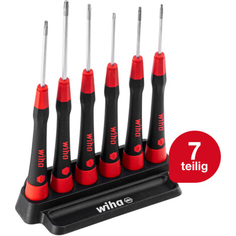 Wiha Feinschraubendreher Set PicoFinish® (42998) 7-tlg. TORX I Präzisionsschraubendreher mit Halter I Uhrmacherwerkzeug, Mini Set Modellbau (1/5)