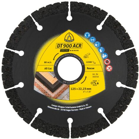 Klingspor DT 900ACR Diamanttrennscheiben, 230 x 3,1 x 22,23 mm 16 Segmente 56 x 3,1 x 10 mm, VG - Vakuumgelötet (1/5)