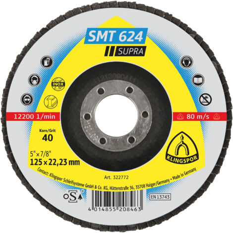 Klingspor SMT 624 Supra Schleifmopteller 125 x 22,23 mm Korn 40 10 Stück (1/5)