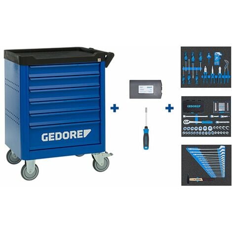 Werkzeugwagen workster mit Werkzeugsortiment 172-teilig, WSL-M-TS, GEDORE