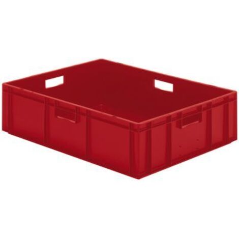 LA-KA-PE Transport-Stapelkasten B800xT600xH210 mm rot, geschlossen mit Griffloch