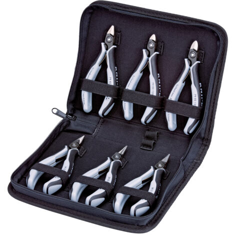 KNIPEX 00 20 16 P ESD Elektronikzangen-Set mit Werkzeugen für Arbeiten an elektronischen Bauteilen 6-teilig 215 mm