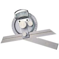 Univ.-Winkelmesser INOX matt. parallaxfreie Abl. mit Lupe und Feineinstellung 200 mm