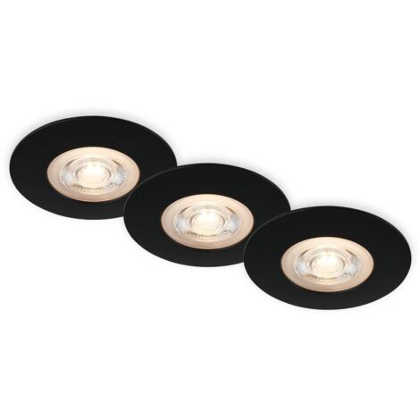 BRILONER LED Einbauleuchten 3er Set - Dimmbare Deckenstrahler 5,5W, 3000K, Matt-Nickel