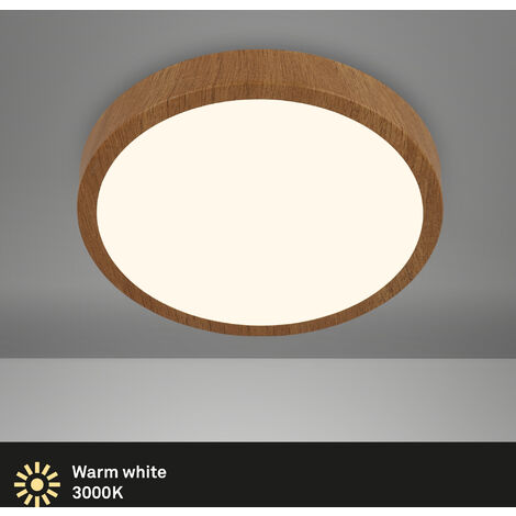 BRILONER RUNA WOOD LED Deckenleuchte, Warmweißes Licht, holzfarbiger Metallrahmen, holzfarbig, 38 x 5 cm
