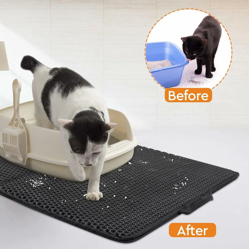 Conlun Cat Litter Mat Cat Litter Trapping Mat, Honeycomb Double Layer  Design, Urine and Water Proof Material, Scatter Control, Less Waste，Easier  to