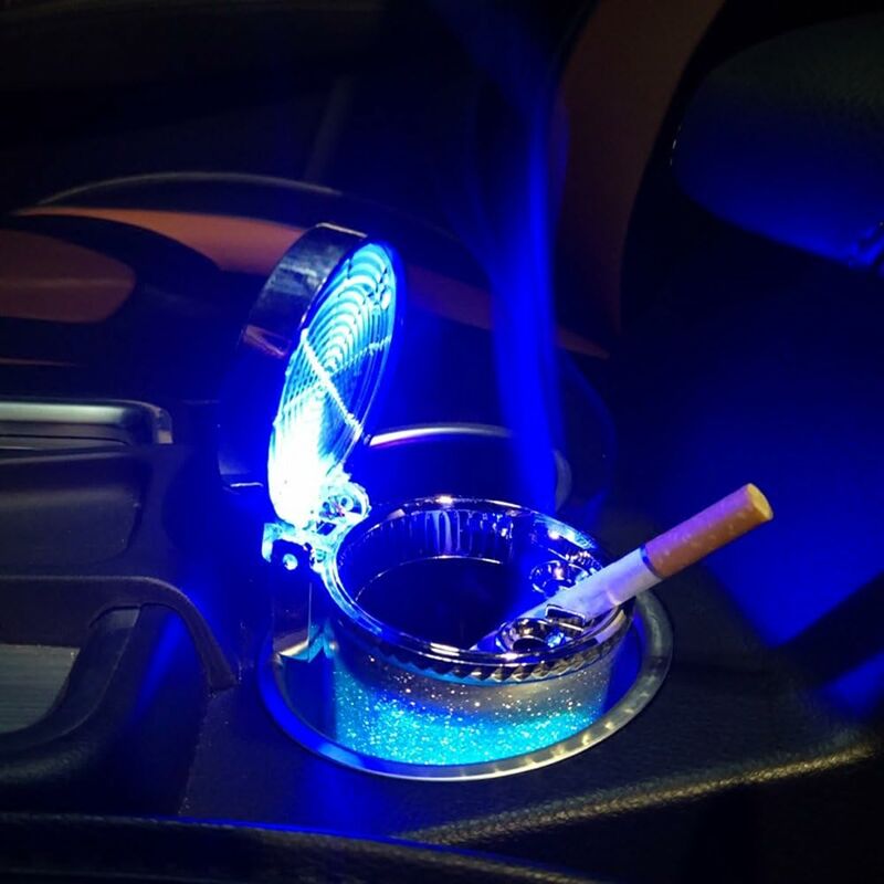 Car Ashtray With LED Light Cigar Cigar Ash Container Smoke Ash Cylinder Cup  Holder Storage Cup Car Accessories SOEKAVIA