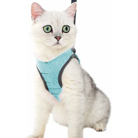 Cat Harness - Ultralight Cat Harness and Leash Set Leak Proof Adjustable Kitten Harness for Puppy Rabbit Ferret （green ， L） SOEKAVIA