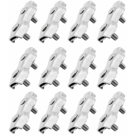 12 Pieces M2 2mm Duplex Cable Clip 304 Stainless Steel for 2mm Wire Rope Cable Clip SOEKAVIA