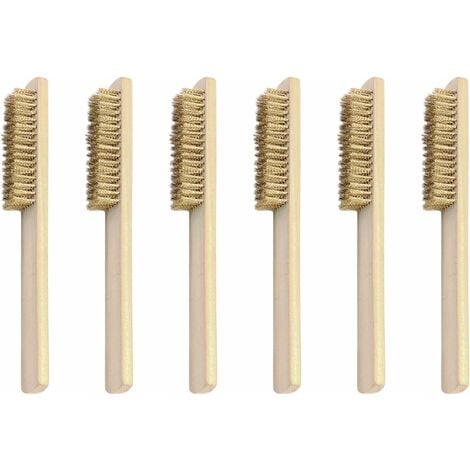 6 Piece Wire Brush Set, Brass Brush, Wire Brush with Brass Bristles 200 mm, for Rust, Dirt and Paint Removal, for Industry SOEKAVIA