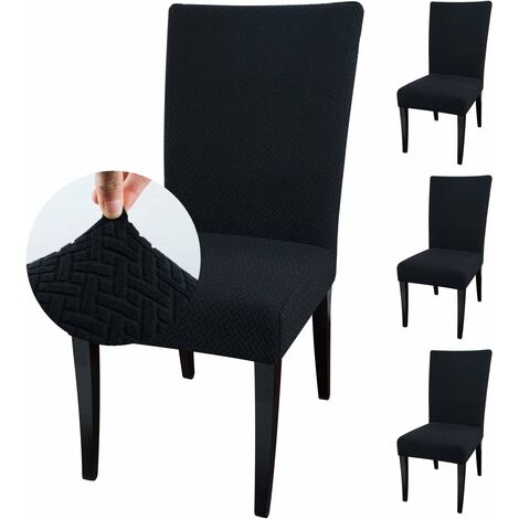 Large Size High Back Strench Knitted Dining Chair Covers Set of 6 Elastic Kitchen Chair Slipcovers Removable Nonslip for Hotel Dining Room Ceremony Banquet Wedding Party Grey, 6 Pack 