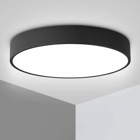18W LED Ceiling Lamp Ultra-Thin Round Flush Ceiling Light for Balcony Living Room Bedroom Kitchen Hallway,Black 11.8 inch 
