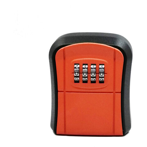 Security Key Safe Wall Mounted Mini Key Lock Box with Resettable 7-Digit Combination Weatherproof Door Key Box Lockable Key Storage Box for Outdoor Indoor Home Factory Garage Office (Orange)