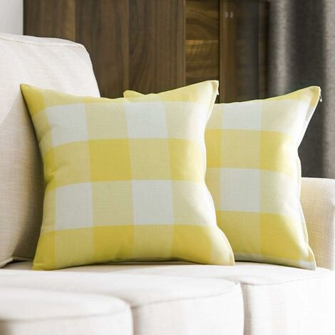 Cushion Cover Pillows Sofa Pillow Case for Sofa Home Living Room Bedroom Interior Decoration, 40x40cm, Set of 2 Pieces (Yellow)