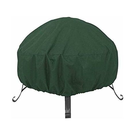 Round Fireplace Cover Garden Patio Protective Cover Breathable Waterproof Dustproof Heavy Duty Furniture Covers for Stove (122x46cm, Green)