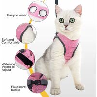 SOEKAVIA Cat Harness - Ultralight Cat Harness and Leash Set Leak Proof Adjustable Kitten Harness for Puppy Rabbit Ferret （Pink ， M）