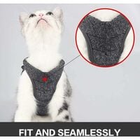 SOEKAVIA Cat Harnesses - Ultralight Cat Harness and Leash Set Leak Proof Adjustable Kitten Harness for Puppy Rabbit Ferret (Gri, L)