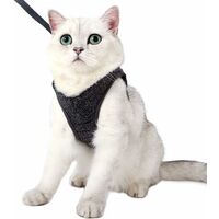 SOEKAVIA Cat Harnesses - Ultralight Cat Harness and Leash Set Adjustable Anti-Leak Kitten Harness for Puppy Rabbit Ferret (Gri, M)