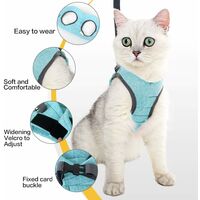 SOEKAVIA Cat Harness - Ultralight Cat Harness and Leash Set Leak Proof Adjustable Kitten Harness for Puppy Rabbit Ferret （green ， L）