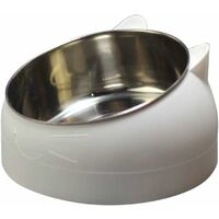 SOEKAVIA Cat Food Bowl 400ml Stainless Steel Pet Bowl Anti-Slip Anti-spill Base Rubber Mat Large Dog Bowl White
