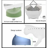 SOEKAVIA Cat Food Bowl 400ml Stainless Steel Pet Bowl Anti-Slip Anti-spill Base Rubber Mat Large Dog Bowl White