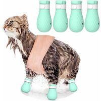 SOEKAVIA 4 Pairs Silicone Anti-Scratch Cat Shoes - For Pet Grooming - Cat Paw Protection - For Home, Bath, Shave, Control