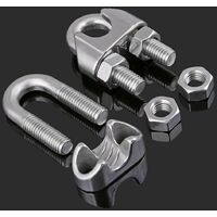 5 Pieces M6 Steel Cable Clamp U-Shaped Clamps U-Bolt U-Shaped Rope Clamp for Cable Steel Clothesline Steel Cable Tie Steel Clamps