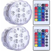 Waterproof submersible LED lights for Jacuzzi, spa, pond, underwater LED lights with 2 remotes for vase bases, aquariums, parties, Halloween and home decorations SOEKAVIA