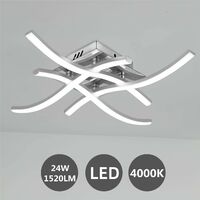 Modern LED Ceiling Light, Wave Shaped Ceiling Light, Built-in 4x6W LED Modules, 1520Lm, 4.000K White Light, Pendant Light Fixture For Bedroom Living Dining Room (White Light) [Energy Class A ++] SOEKAVIA