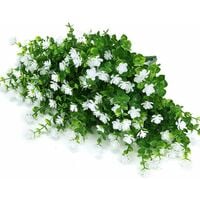 Artificial Fake Flowers Outdoor, Faux Plastic Greenery for Indoor Outdoor Hanging Planter Home Office Wedding Farmhouse Decor 8 Pcs White SOEKAVIA
