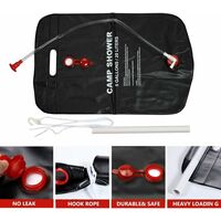 Solar Shower Bag Camping-20L Solar Shower Camping Hiking Portable Solar Shower Bag Hot Water with Removable Hose at 45 ° C Switchable Shower Head