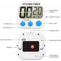 Kitchen Timer, 2 Pack Electronic Memory Timer with Count Up / Countdown Large LCD Screen SOEKAVIA